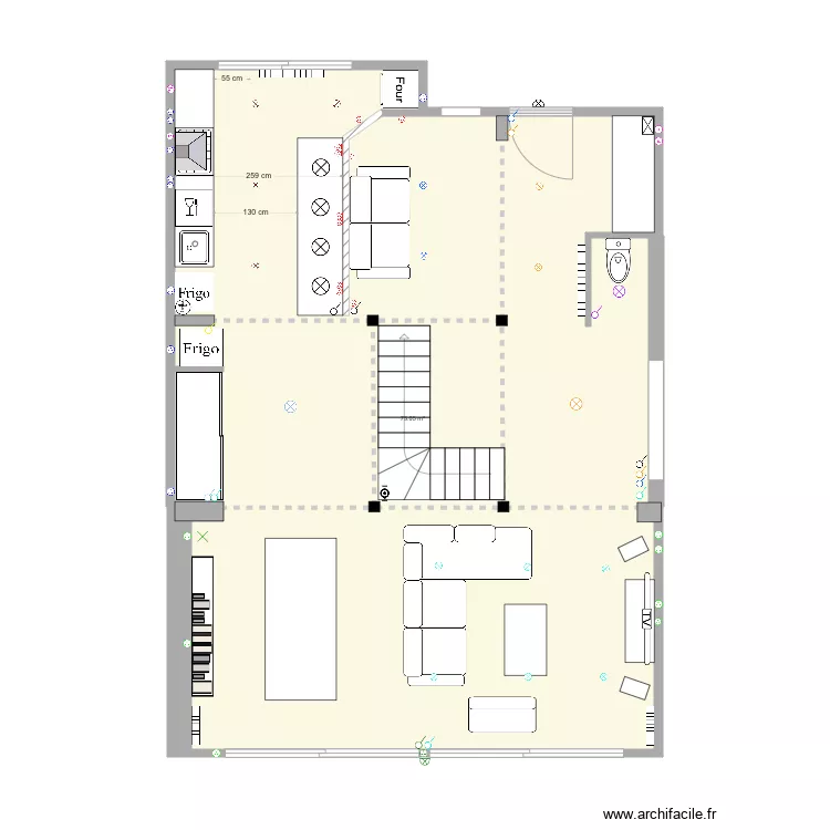 Eclairage cuisine. Plan de 