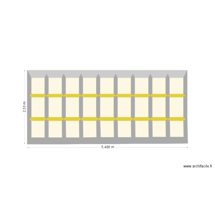 terrasse ouest. Plan de 27 pièces et 8 m2