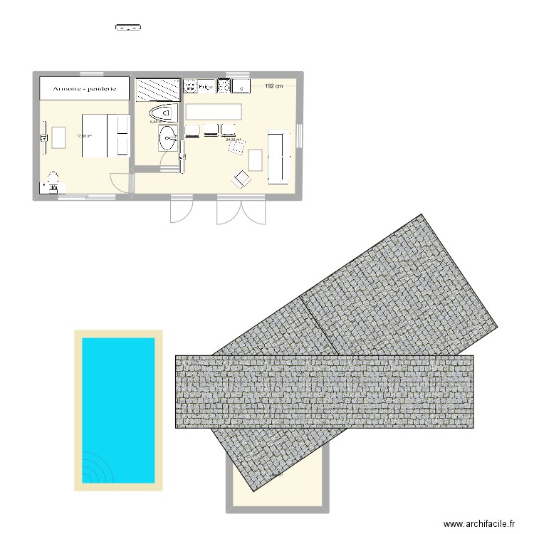 pool house. Plan de 4 pièces et 59 m2