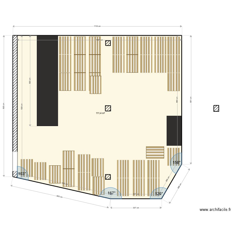 SS zone cartons. Plan de 1 pièce et 111 m2