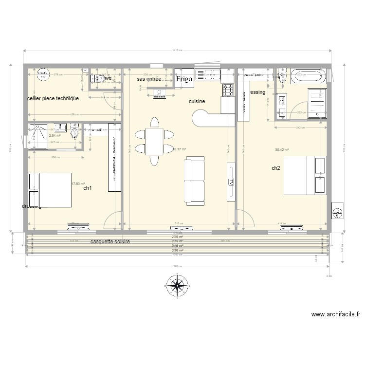 nouveau plan 110m2. Plan de 10 pièces et 110 m2