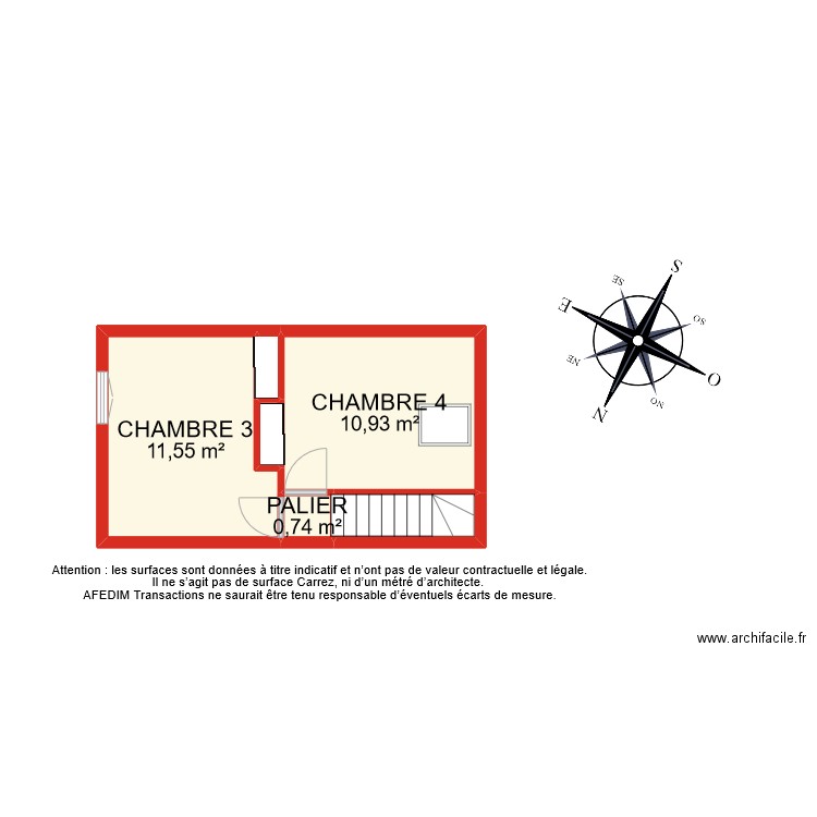 BI 10714 ETAGE 2. Plan de 6 pièces et 26 m2