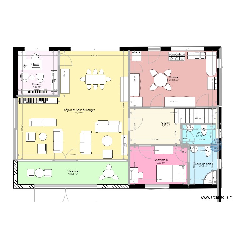 Jumelé Maison 1. Plan de 8 pièces et 105 m2