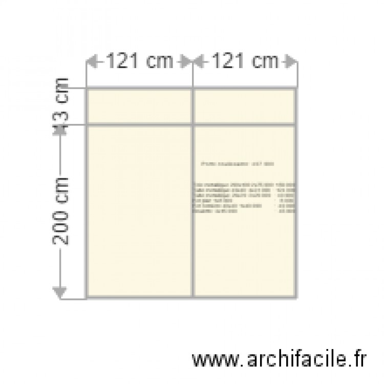 porte double battant. Plan de 4 pièces et 6 m2