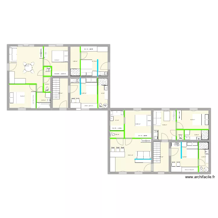 Maison 2logs. Plan de 