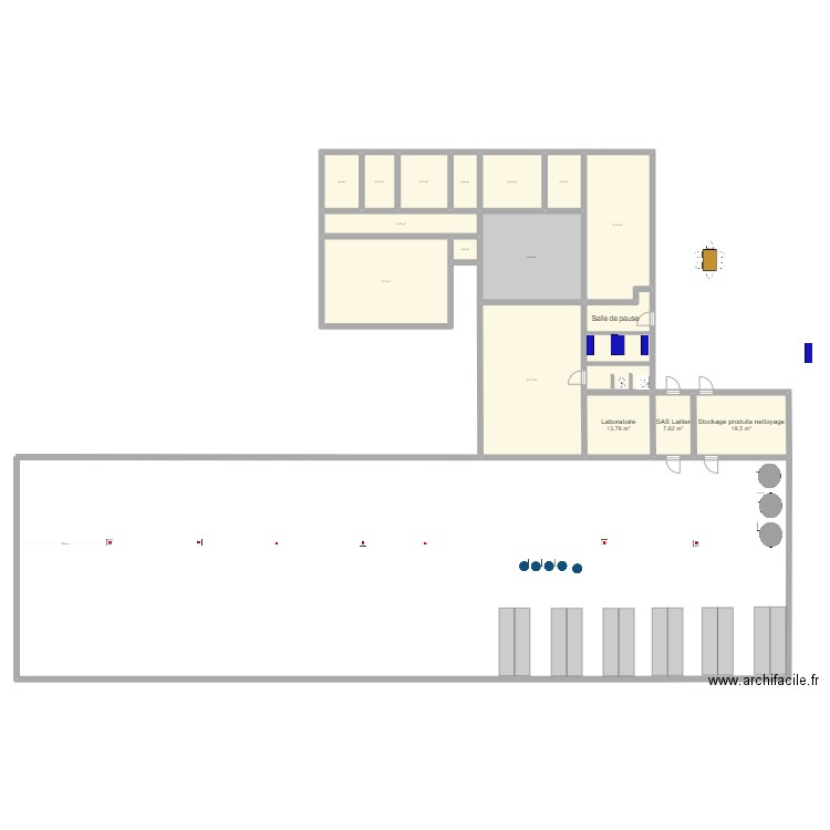 Fromagerie Durand 2 vierge. Plan de 16 pièces et 273 m2