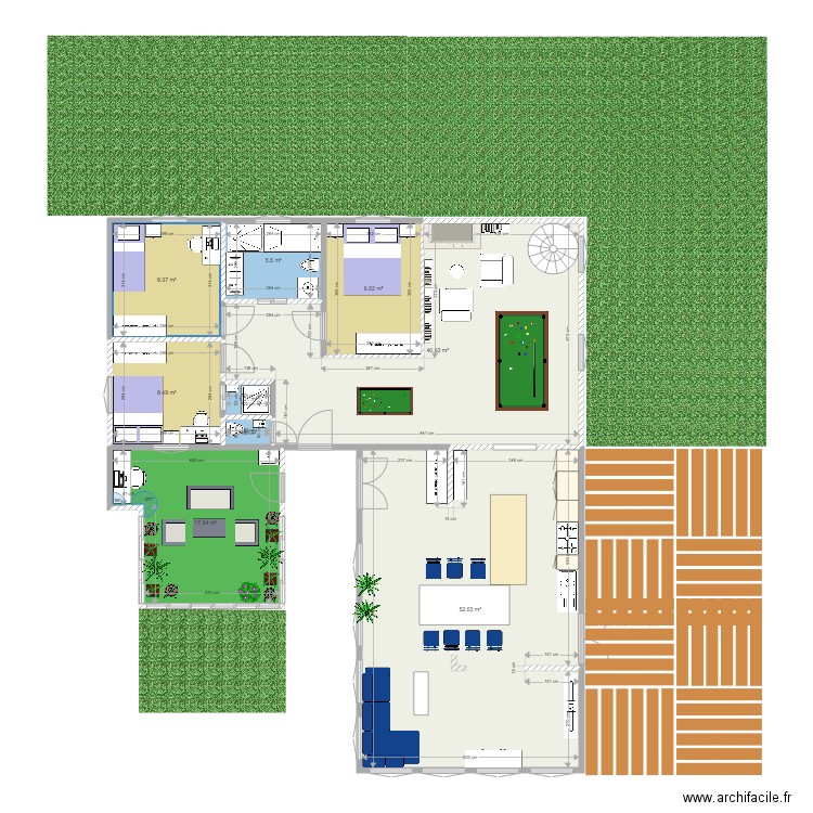 plan hésingue actuel rdc cuisine salon dans extention decors. Plan de 0 pièce et 0 m2