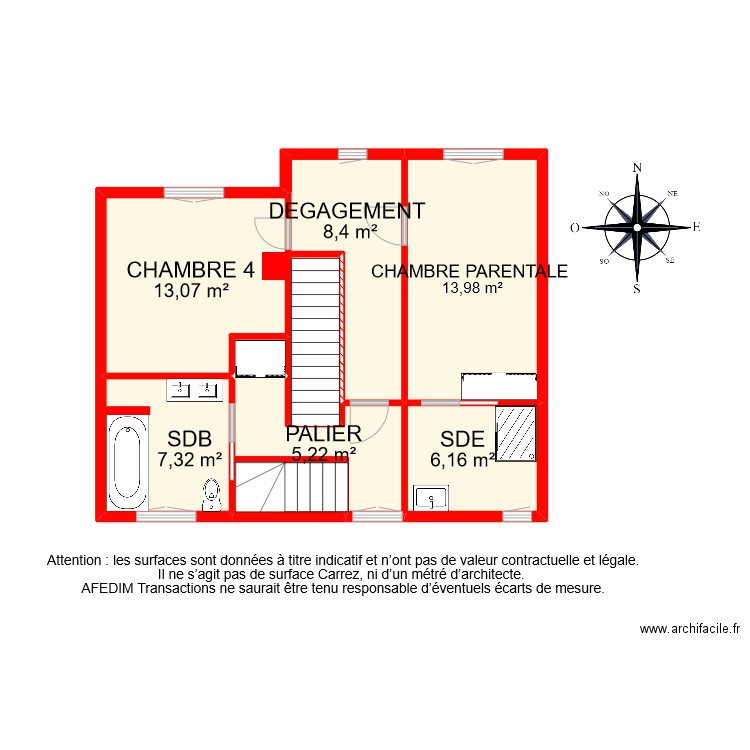 BI 7978 ETAGE 1. Plan de 9 pièces et 61 m2