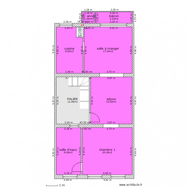 chazal.1.°étage. Plan de 0 pièce et 0 m2