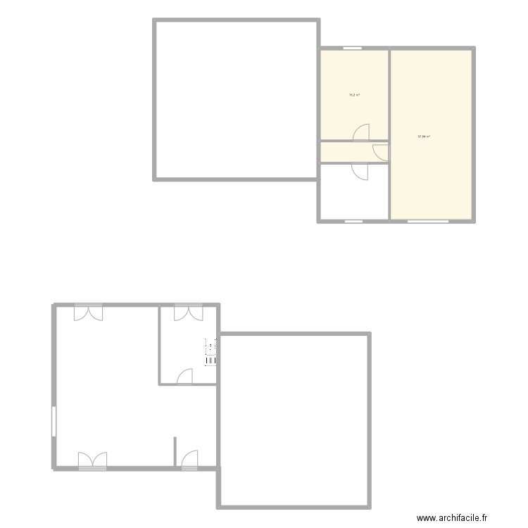 studio03. Plan de 2 pièces et 53 m2