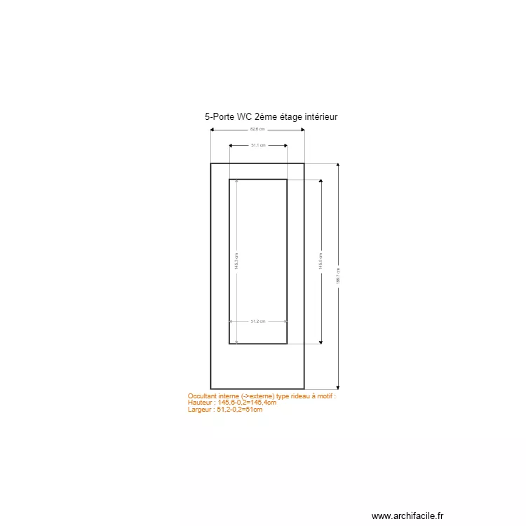 5-Porte WC 2&egrave;me &eacute;tage int&eacute;rieure. Plan de 