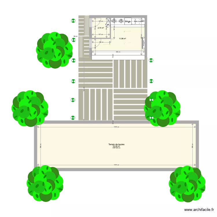 Plan bar Terrain de boules. Plan de 