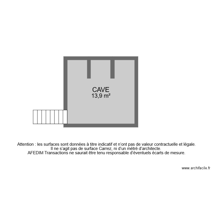 BI 6971 CAVE . Plan de 1 pièce et 14 m2