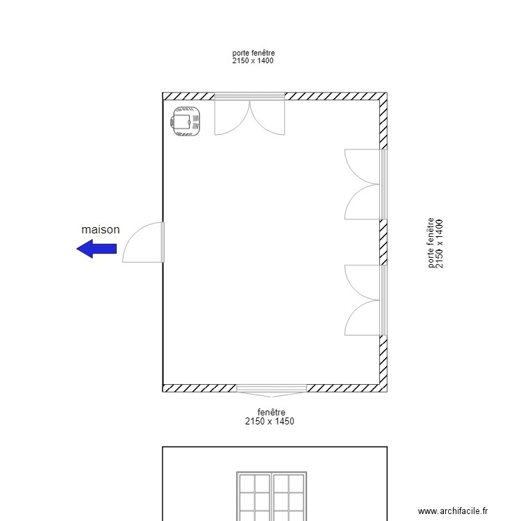 pièce plus3. Plan de 1 pièce et 25 m2