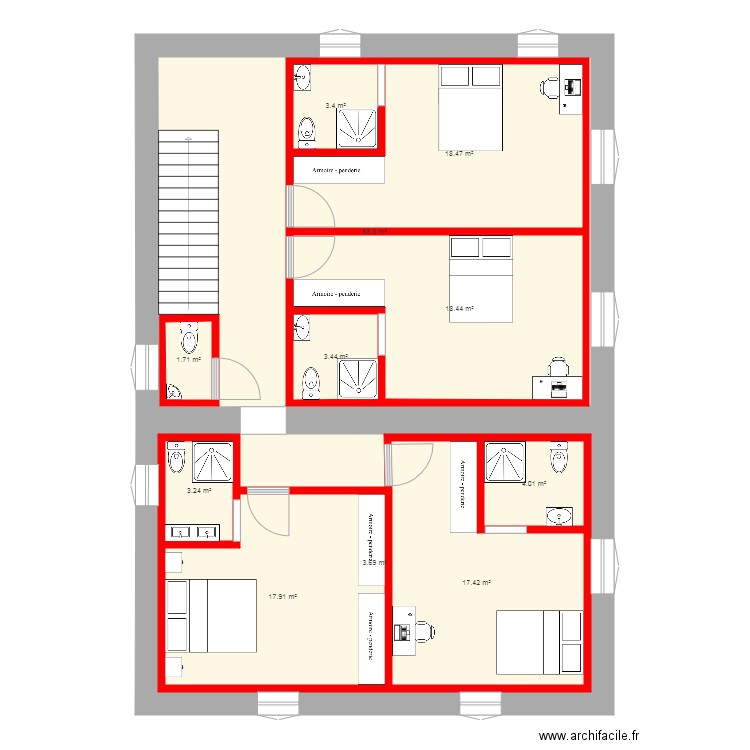 partie nuit situation 5. Plan de 0 pièce et 0 m2