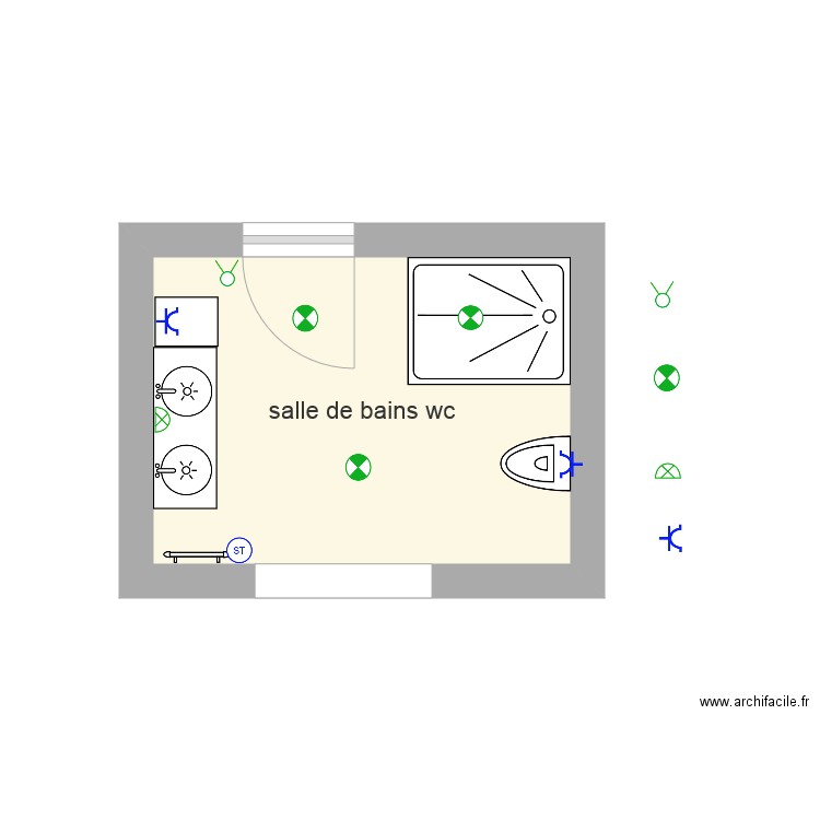 salle de bain wc aubade bis elec fini. Plan de 0 pièce et 0 m2