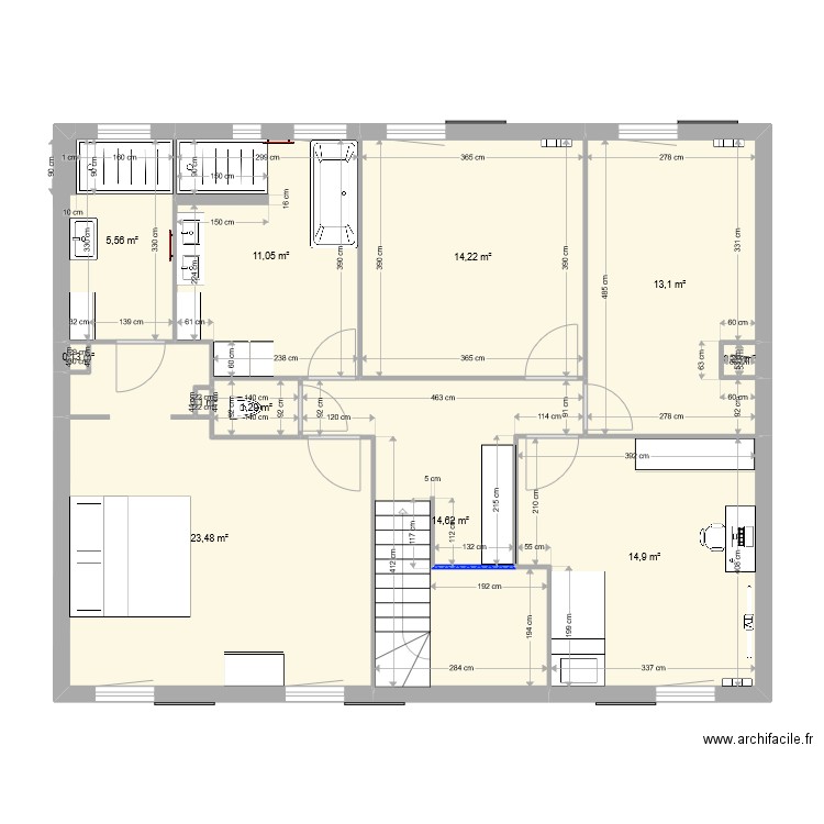 SdB 01. Plan de 11 pièces et 99 m2