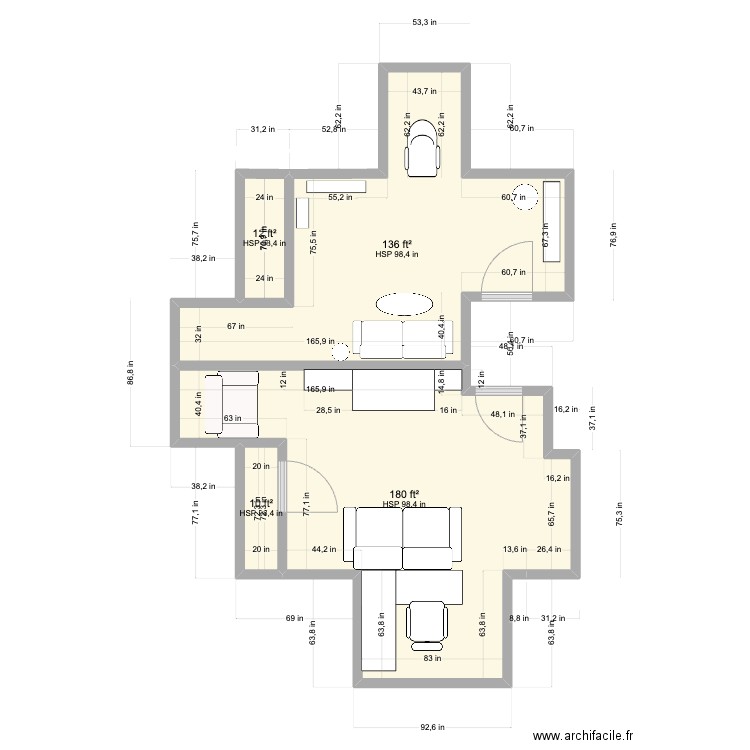 Hartford - 3rd Floor no Back. Plan de 4 pièces et 31 m2