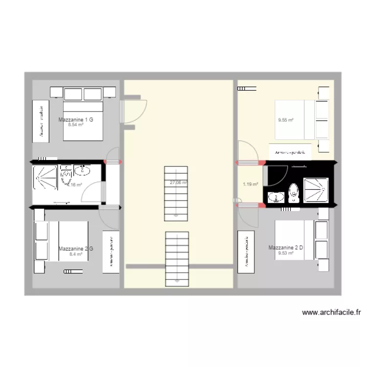 La Maison de AIN Mreysseh  Chambres1. Plan de 