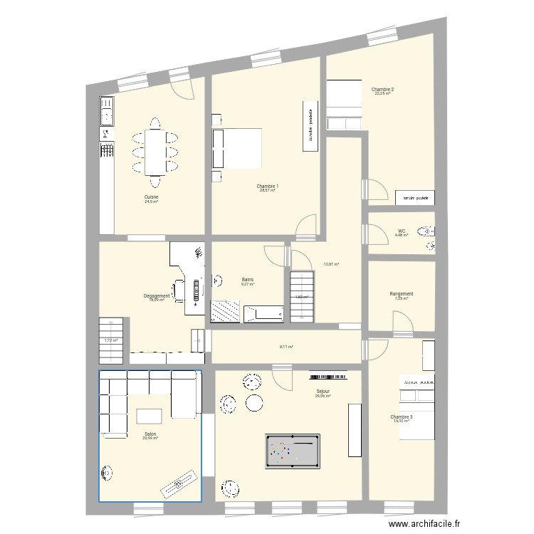 chambley 1. Plan de 14 pièces et 207 m2