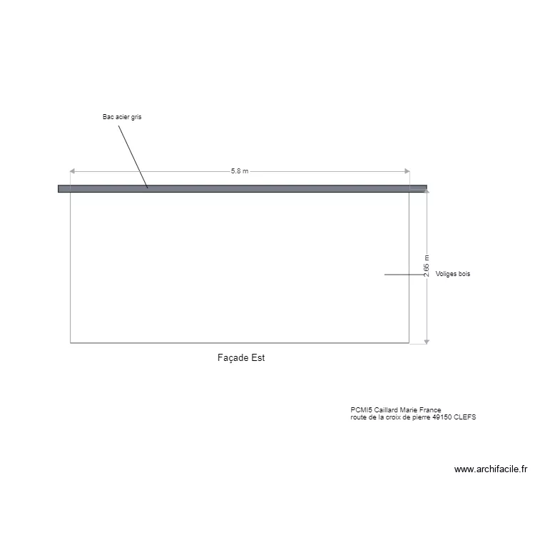 fa&ccedil;ade Est b&acirc;timent agricole. Plan de 