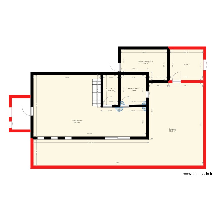 extension. Plan de 6 pièces et 152 m2