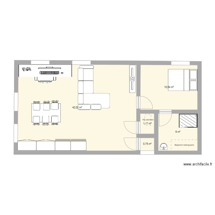 RAPHAEL. Plan de 5 pièces et 60 m2