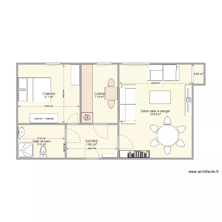 appartement avec dimensions. Plan de 