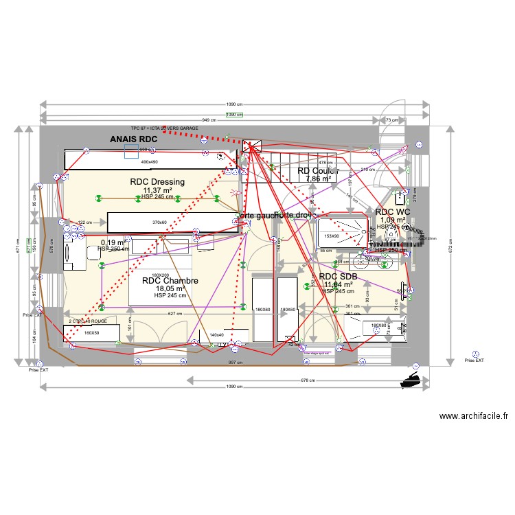 ANAIS BAT1 RDC ELEC 15 04 2023. Plan de 7 pièces et 50 m2