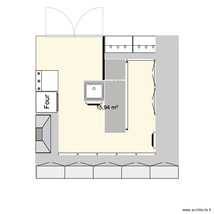 conteneur. Plan de 1 pièce et 16 m2