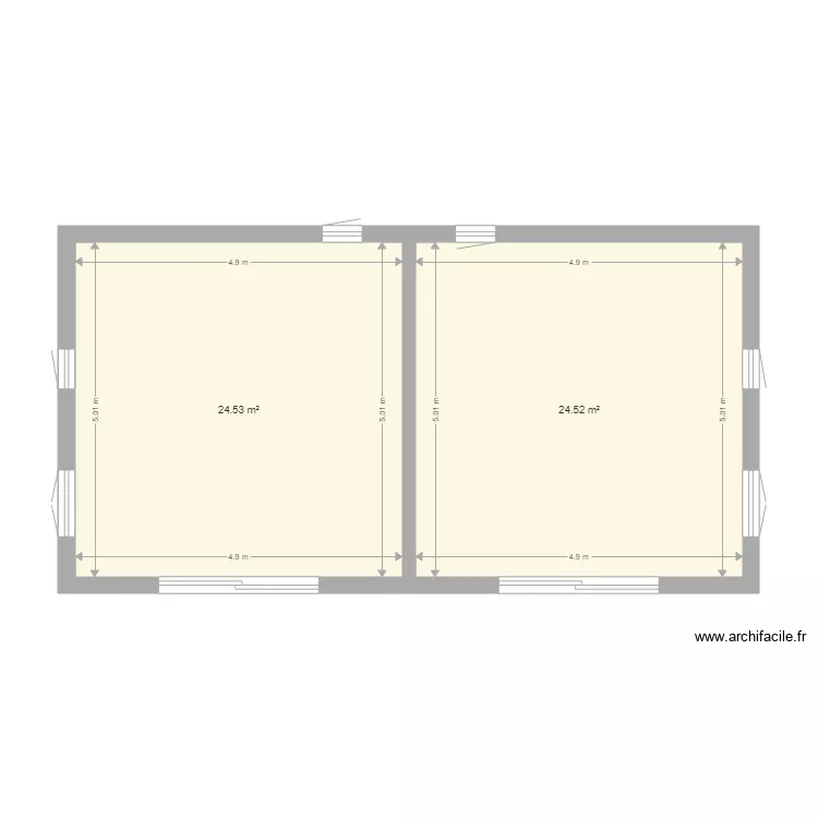 vierge 50m2. Plan de 
