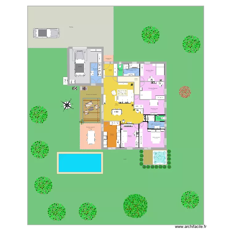 plan CPM 5 chambres. Plan de 