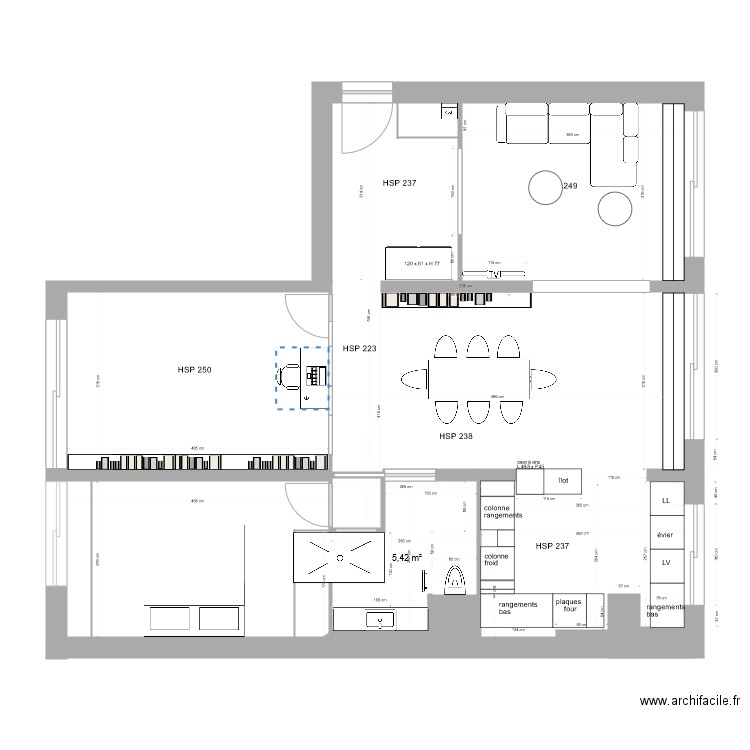  plan 5 lagny cuisine. Plan de 7 pièces et 34 m2