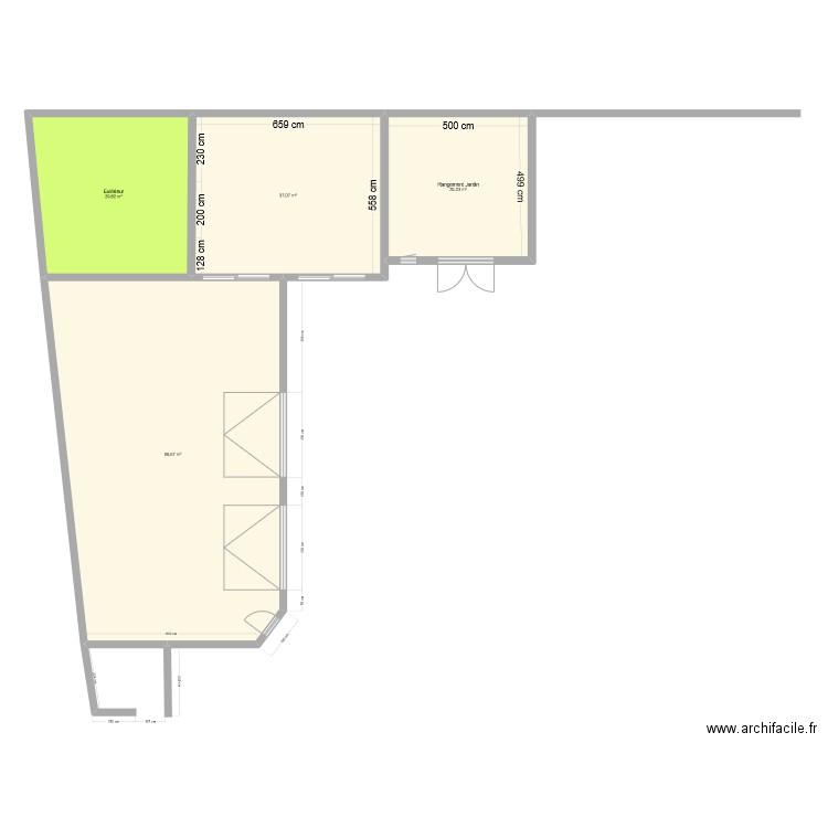 Garage. Plan de 3 pièces et 204 m2