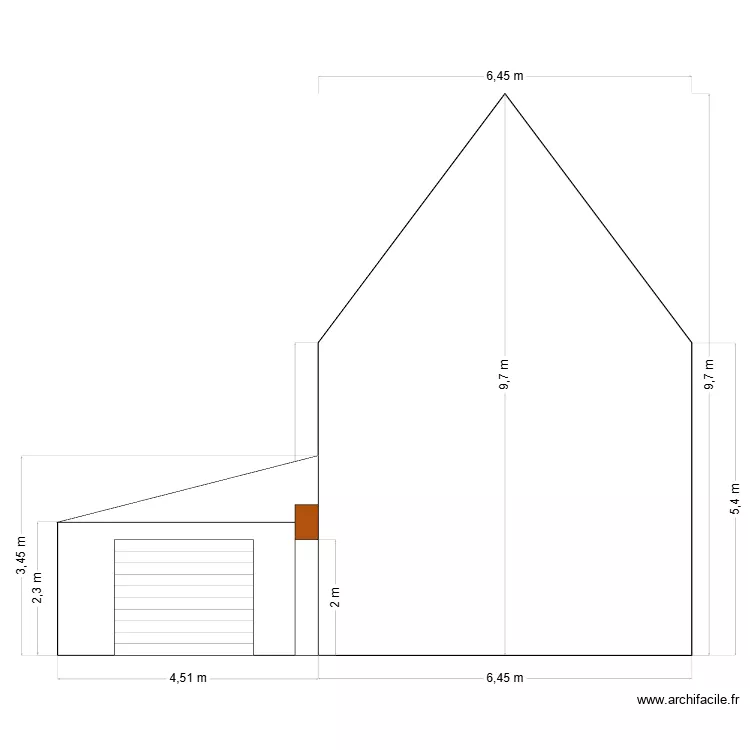 Fa&ccedil;ade Ouest Pradelle Etat des lieux. Plan de 