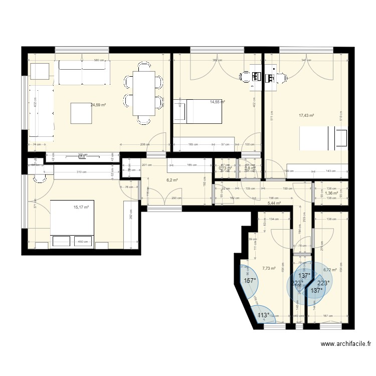Chanez3 Aménagements. Plan de 12 pièces et 102 m2
