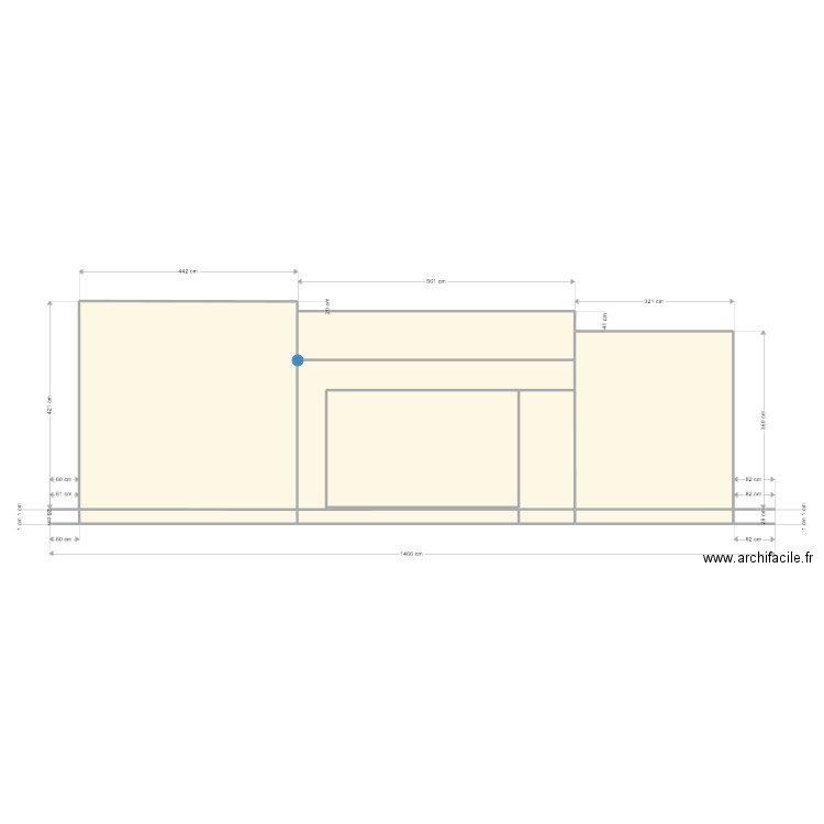 Facade Nord. Plan de 8 pièces et 56 m2