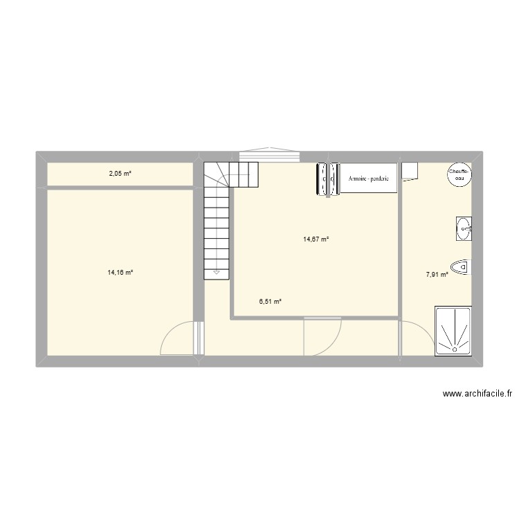 Sandrine Haut Clim. Plan de 5 pièces et 45 m2