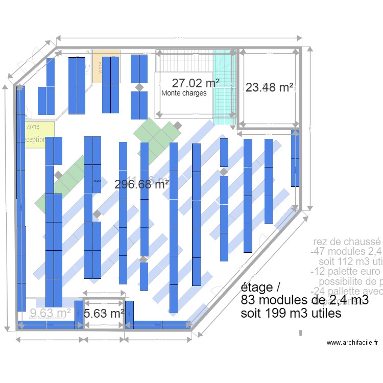 EMG MAGASIN rez chaussé etage. Plan de 8 pièces et 731 m2
