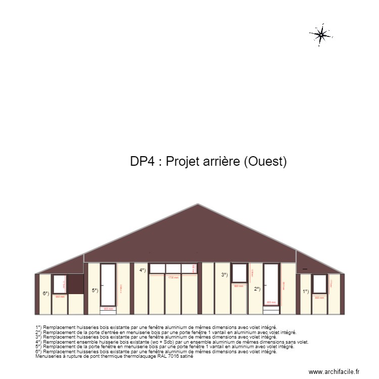 DP4 projet arrière. Plan de 21 pièces et 57 m2