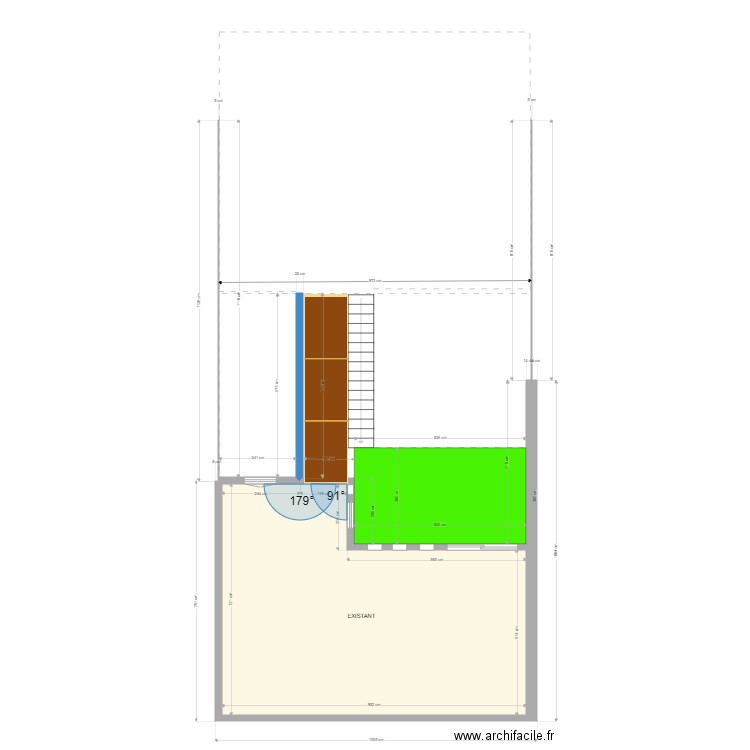 MOUVAUX AVANT TRAVAUX. Plan de 1 pièce et 57 m2