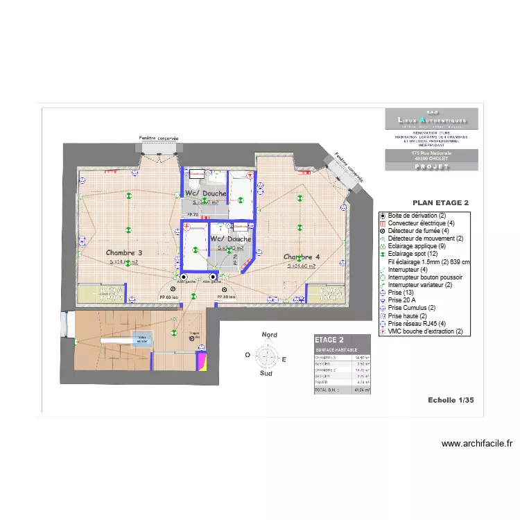 Plan Cholet E R+2. Plan de 