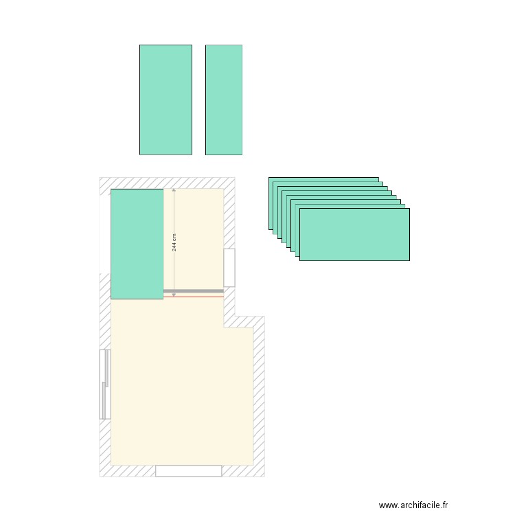 Calepinage Salle à manger. Plan de 1 pièce et 18 m2