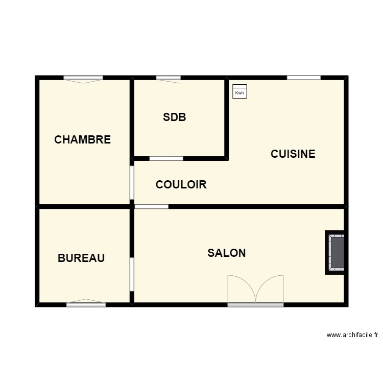 POIROT RDC. Plan de 5 pièces et 48 m2