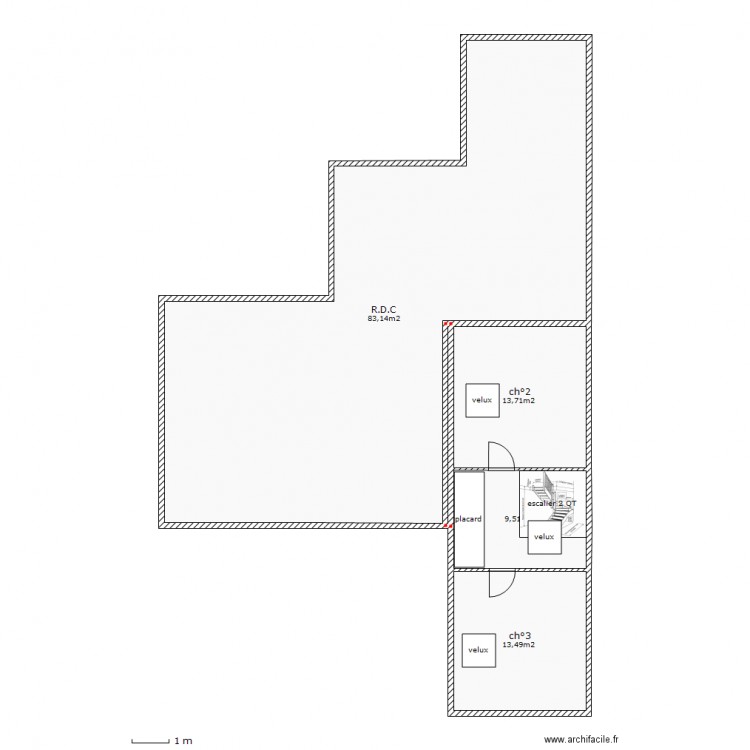  maison apres travaux  1° étage. Plan de 0 pièce et 0 m2