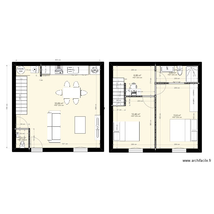 PLANS CHARASSE. Plan de 6 pièces et 70 m2