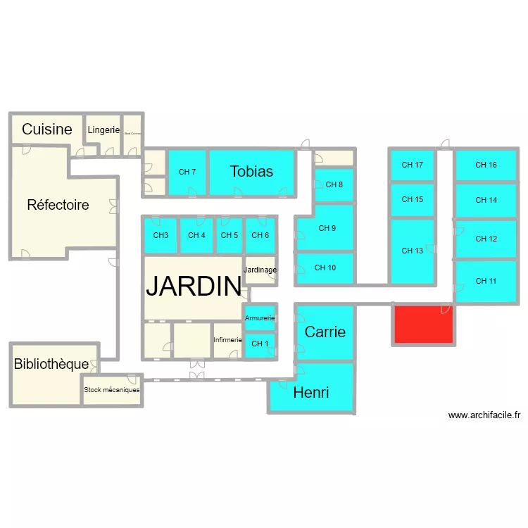 Rep&egrave;re projet zomboid. Plan de 