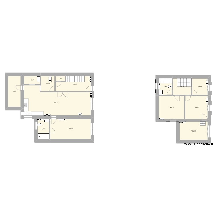 1er étage. Plan de 14 pièces et 154 m2