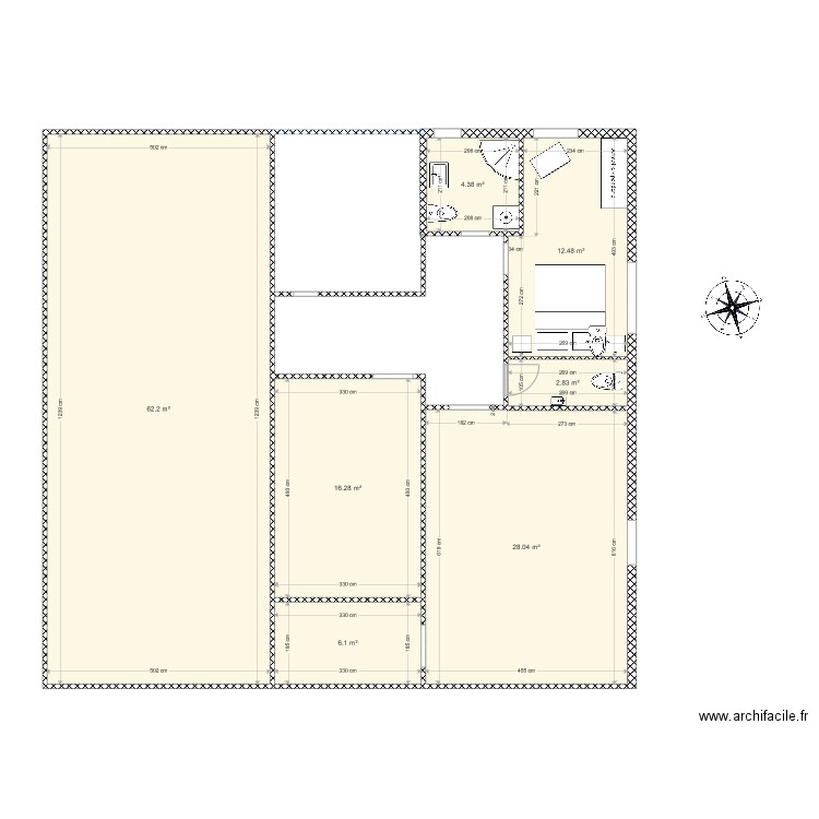 VR 3 pièces wc couloir lit à l Est. Plan de 0 pièce et 0 m2