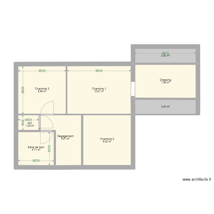 Plan Maison - N+1. Plan de 9 pièces et 57 m2